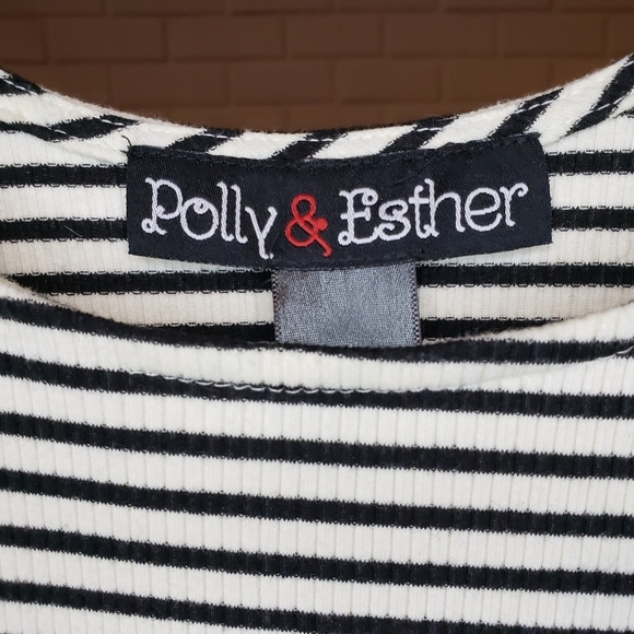 Polly & Esther black and white striped midi dress Size Medium - Picture 4 of 7